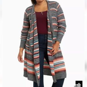 Torrid Acrylic Multicolor Striped Cardigan Size 1X